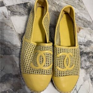 CHANEL Yellow Mesh Espadrilles